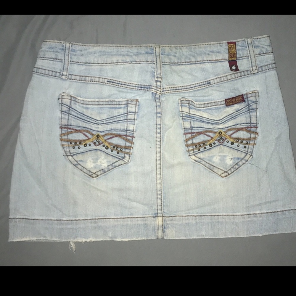 Zana-di jean skirt embellished denim mini skirt light wash jean skirt Size: 9